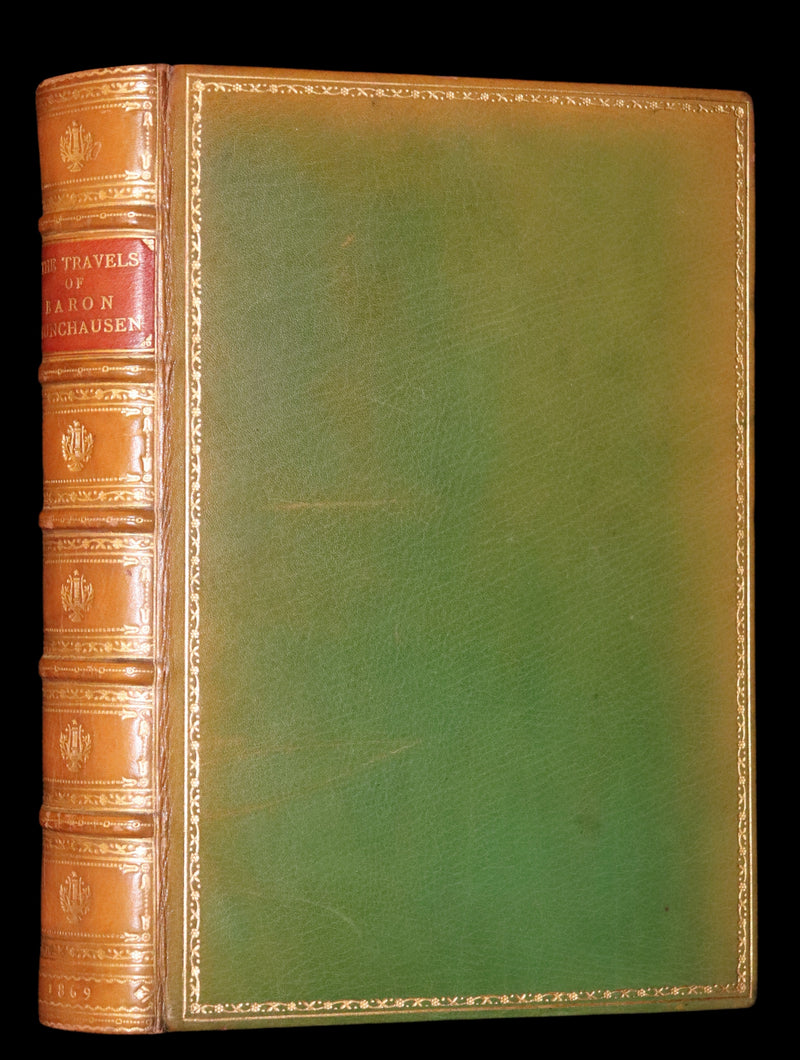 1869 Sangorski Binding - The Travels and Surprising Adventures of Baron MUNCHAUSEN. With THIRTY-SEVEN COLOR Illustrations.