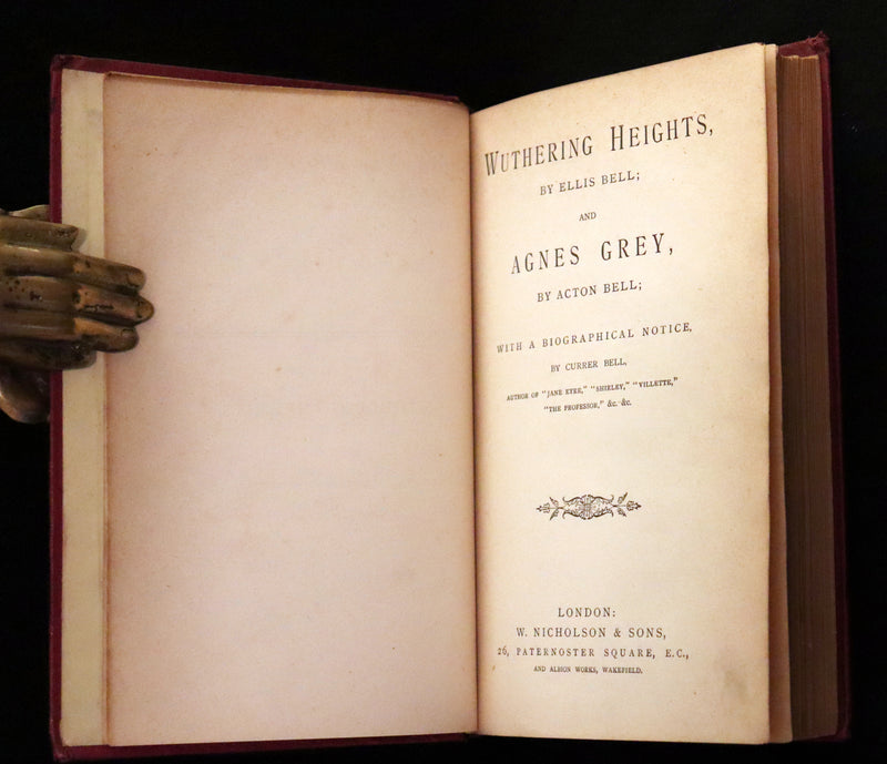 1895 Scarce Edition - WUTHERING HEIGHTS by Ellis Bell, And Agnes Grey by Acton Bell.