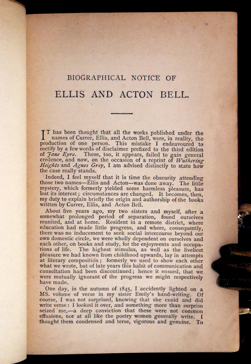 1895 Scarce Edition - WUTHERING HEIGHTS by Ellis Bell, And Agnes Grey by Acton Bell.