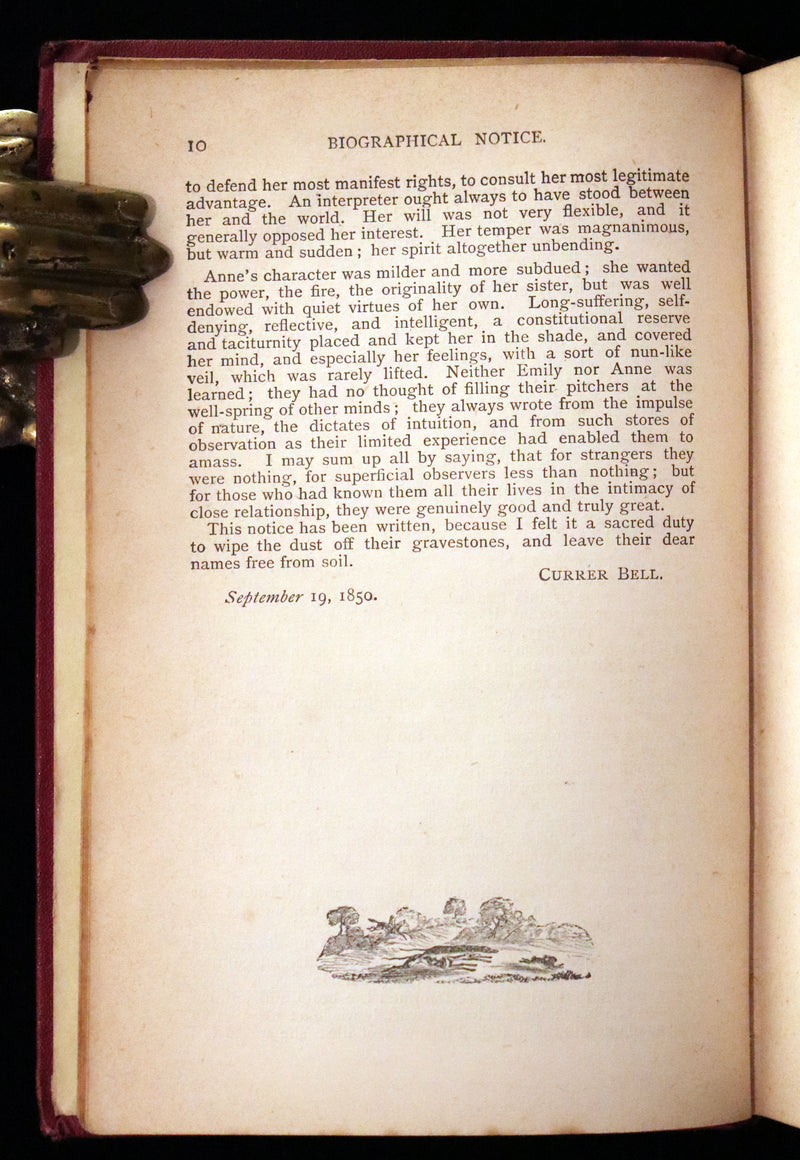 1895 Scarce Edition - WUTHERING HEIGHTS by Ellis Bell, And Agnes Grey by Acton Bell.