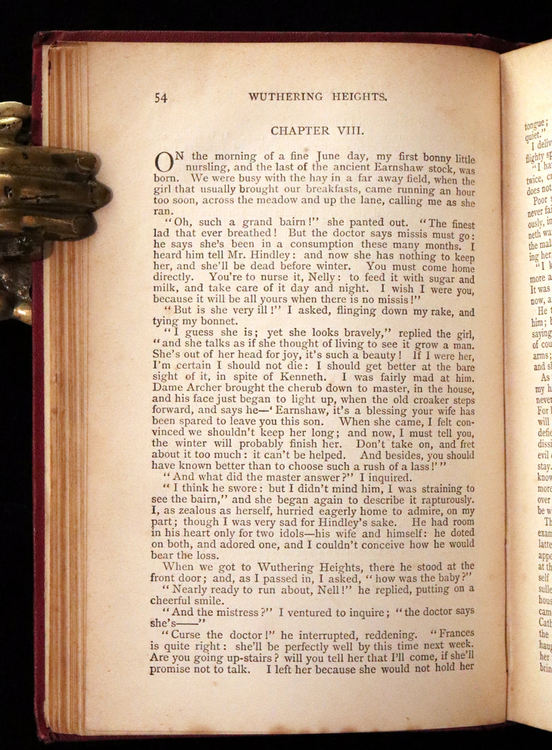 1895 Scarce Edition - WUTHERING HEIGHTS by Ellis Bell, And Agnes Grey by Acton Bell.