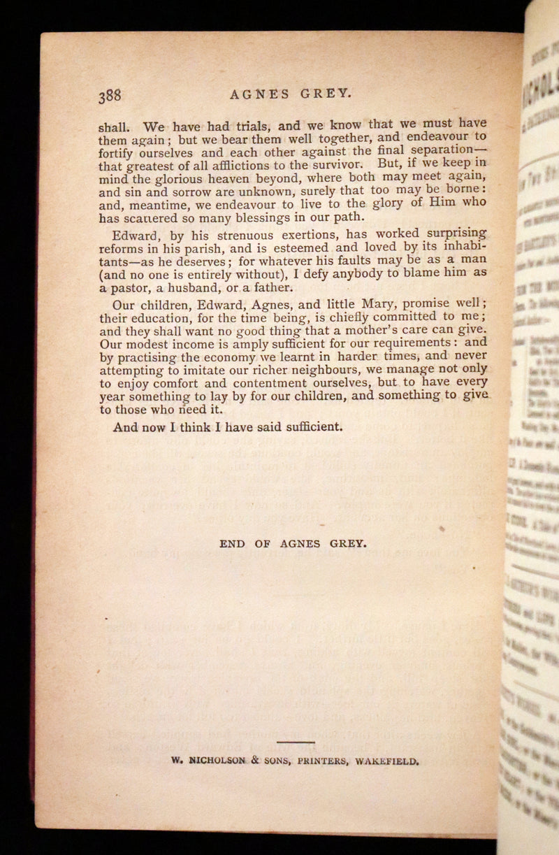1895 Scarce Edition - WUTHERING HEIGHTS by Ellis Bell, And Agnes Grey by Acton Bell.