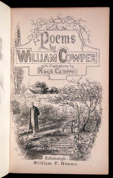 1875 Rare Book - The Poetical Works of William Cowper illustrated by Hugh Cameron.