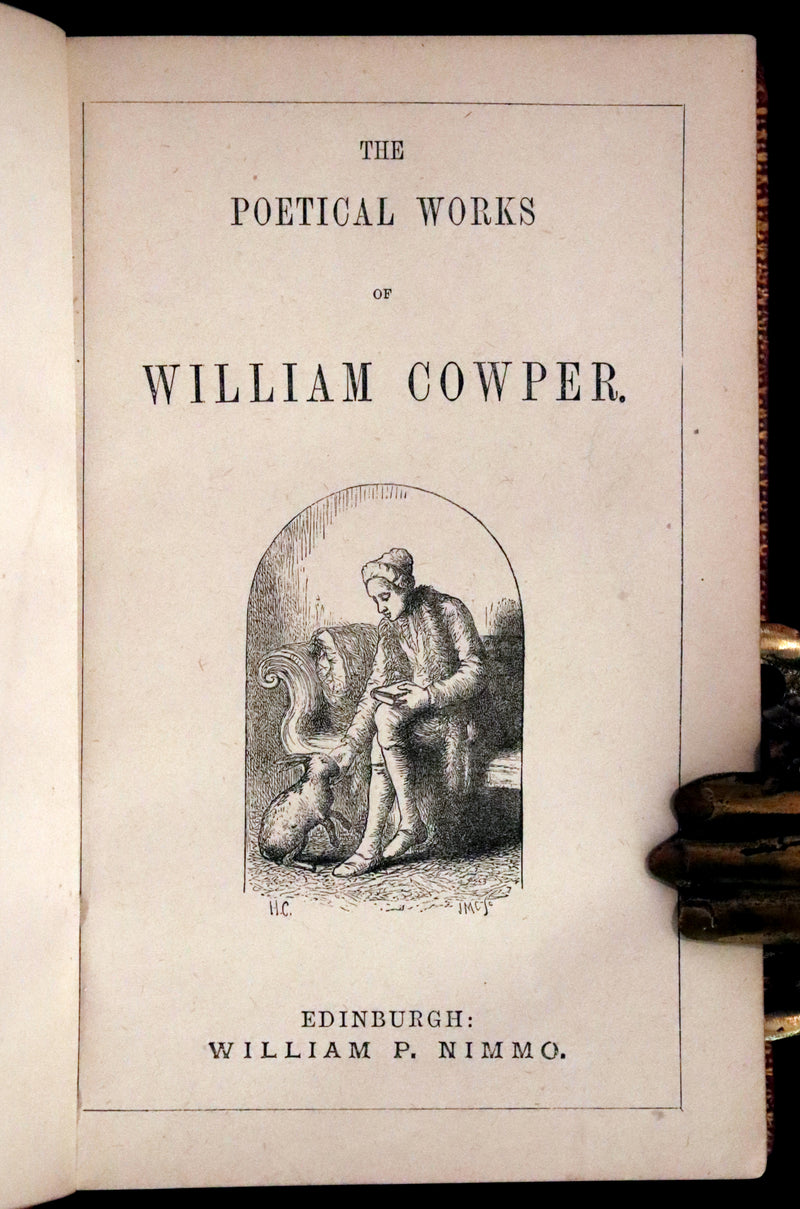 1875 Rare Book - The Poetical Works of William Cowper illustrated by Hugh Cameron.