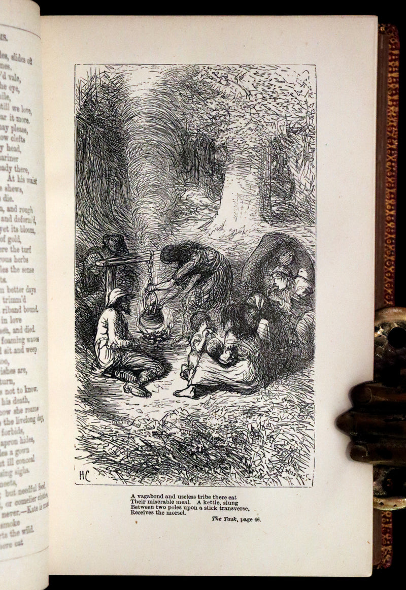 1875 Rare Book - The Poetical Works of William Cowper illustrated by Hugh Cameron.