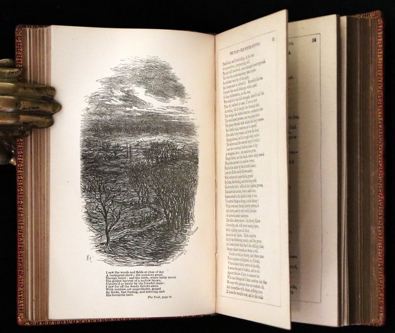 1875 Rare Book - The Poetical Works of William Cowper illustrated by Hugh Cameron.