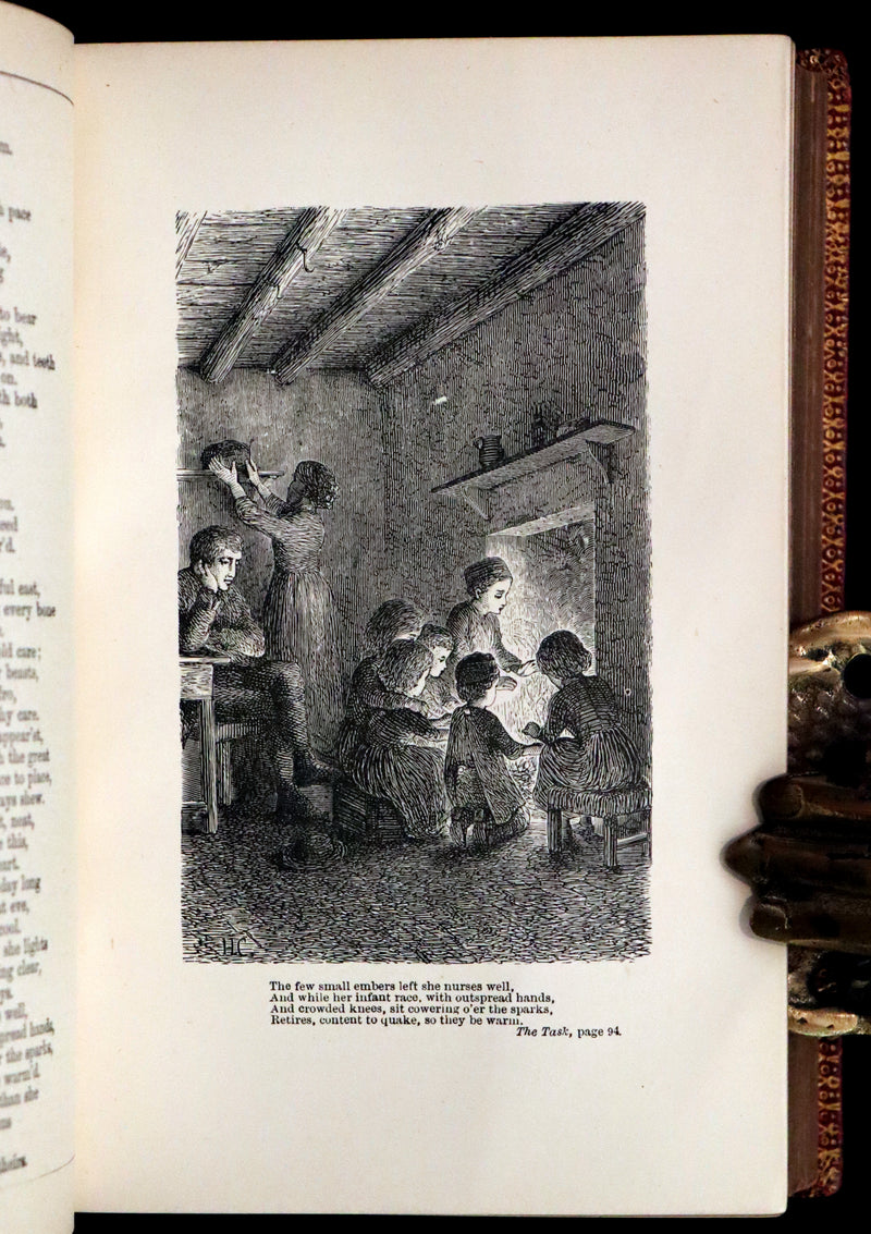 1875 Rare Book - The Poetical Works of William Cowper illustrated by Hugh Cameron.