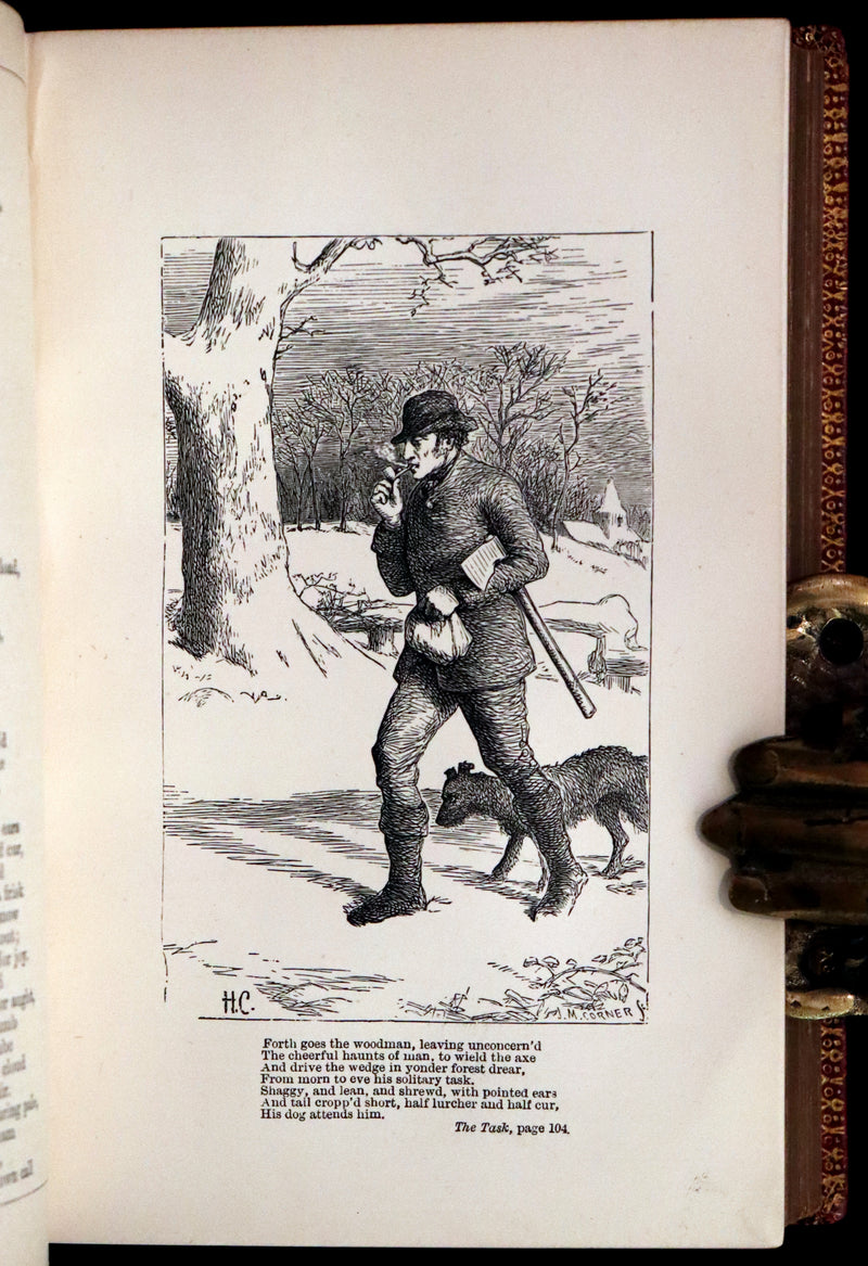 1875 Rare Book - The Poetical Works of William Cowper illustrated by Hugh Cameron.