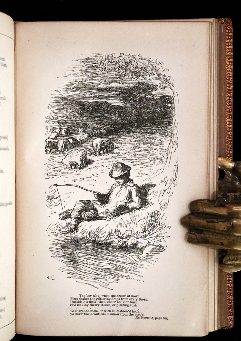 1875 Rare Book - The Poetical Works of William Cowper illustrated by Hugh Cameron.