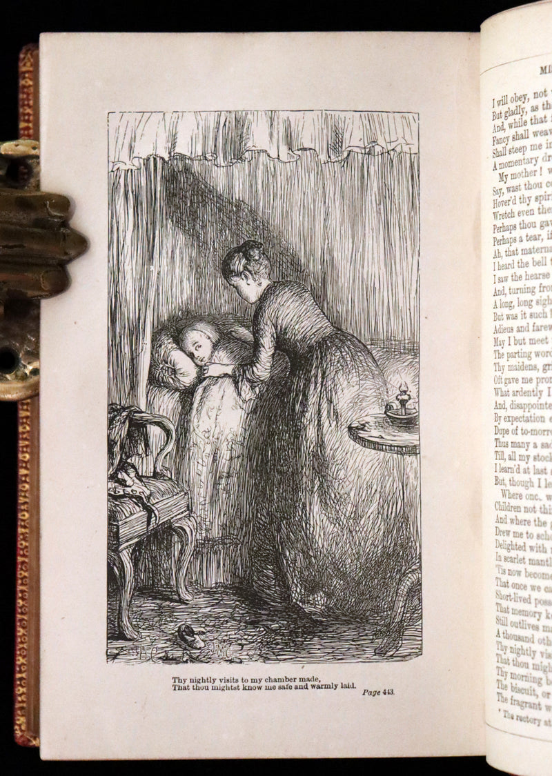 1875 Rare Book - The Poetical Works of William Cowper illustrated by Hugh Cameron.