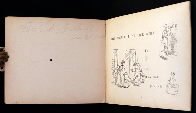 1899 De Wolfe & Fiske Revolving Toy Book - THE HOUSE THAT JACK BUILT with a nice volvelle cover.