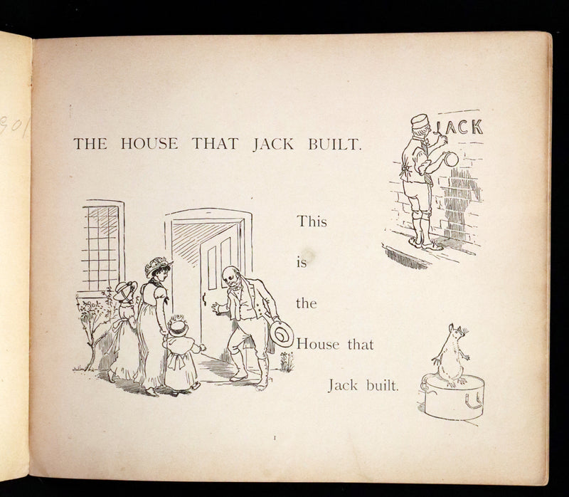 1899 De Wolfe & Fiske Revolving Toy Book - THE HOUSE THAT JACK BUILT with a nice volvelle cover.