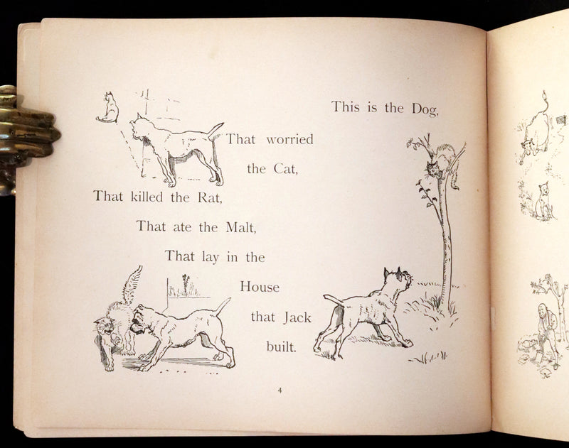 1899 De Wolfe & Fiske Revolving Toy Book - THE HOUSE THAT JACK BUILT with a nice volvelle cover.