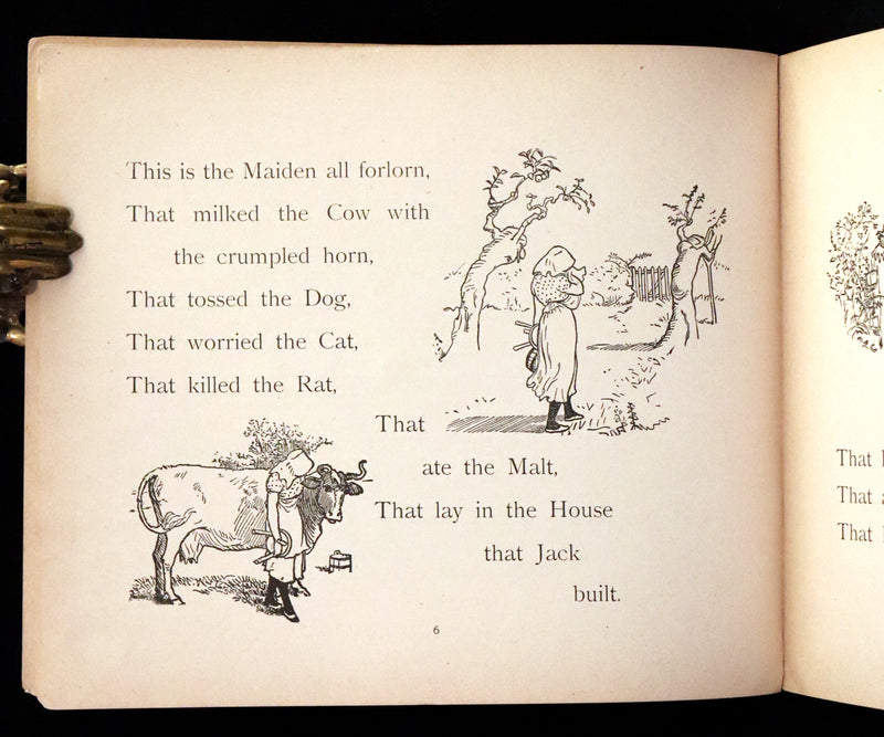 1899 De Wolfe & Fiske Revolving Toy Book - THE HOUSE THAT JACK BUILT with a nice volvelle cover.