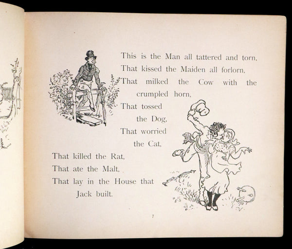 1899 De Wolfe & Fiske Revolving Toy Book - THE HOUSE THAT JACK BUILT with a nice volvelle cover.