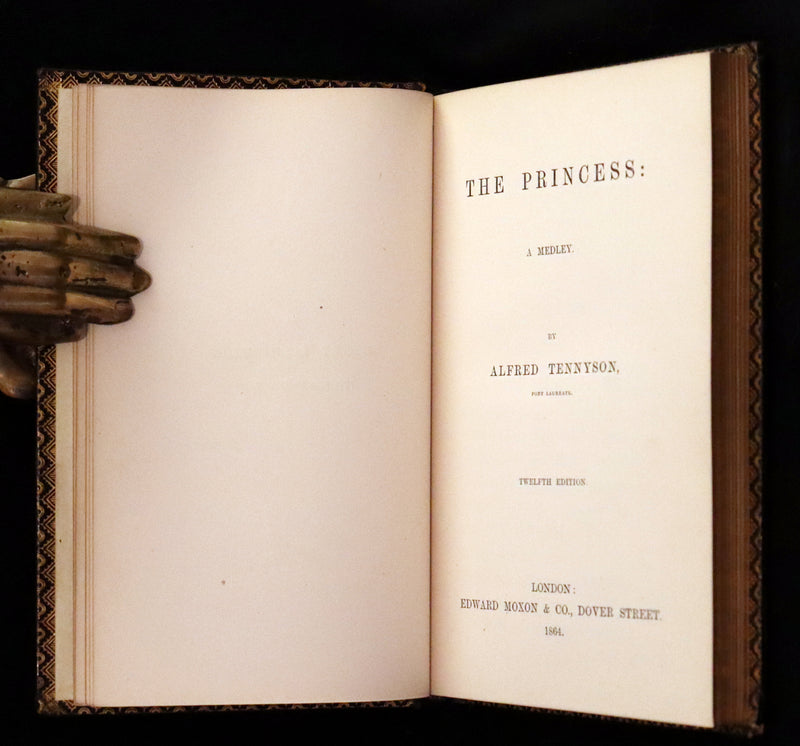 1864 Rare book in a nice morocco leather binding - The PRINCESS by Alfred Lord Tennyson.