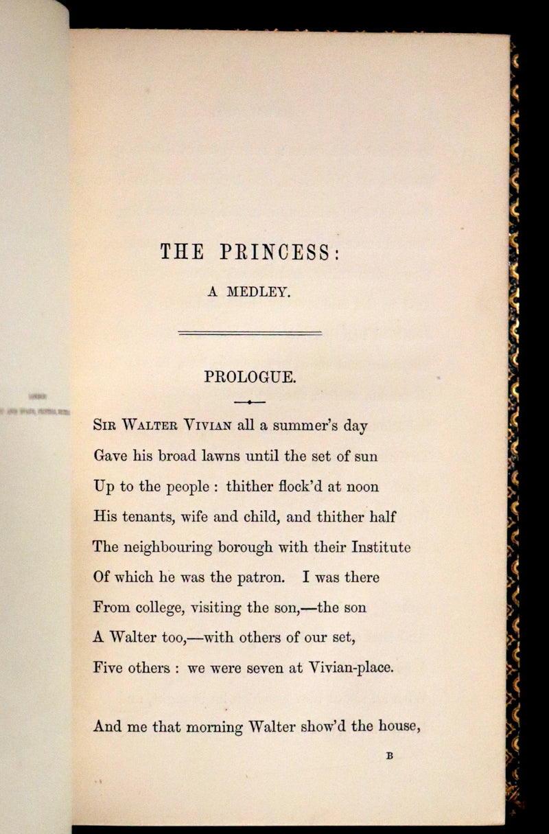 1864 Rare book in a nice morocco leather binding - The PRINCESS by Alfred Lord Tennyson.