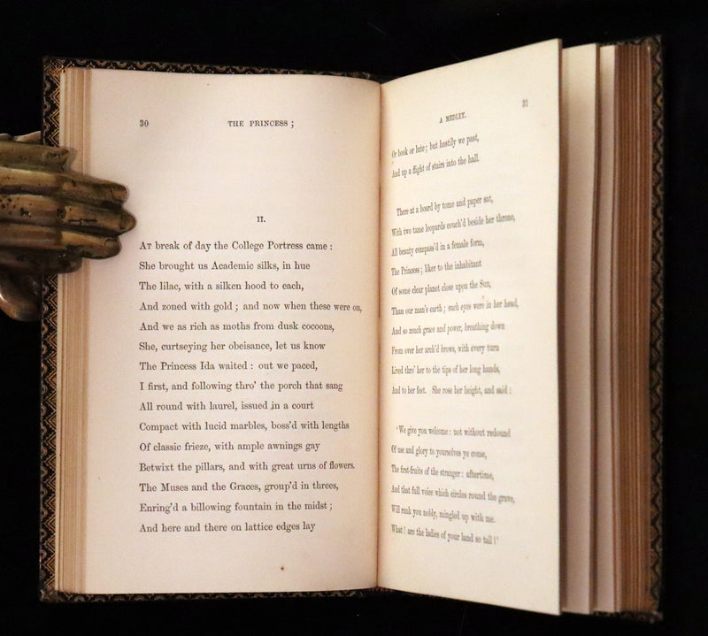 1864 Rare book in a nice morocco leather binding - The PRINCESS by Alfred Lord Tennyson.