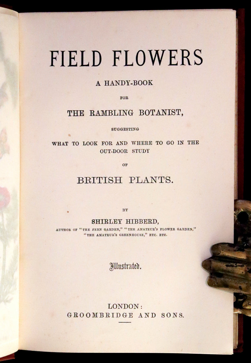 1880 Rare Victorian Book - FIELD FLOWERS, A handy-book for the rambling by the famous botanist James Shirley Hibberd.