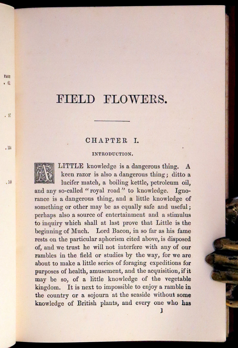 1880 Rare Victorian Book - FIELD FLOWERS, A handy-book for the rambling by the famous botanist James Shirley Hibberd.