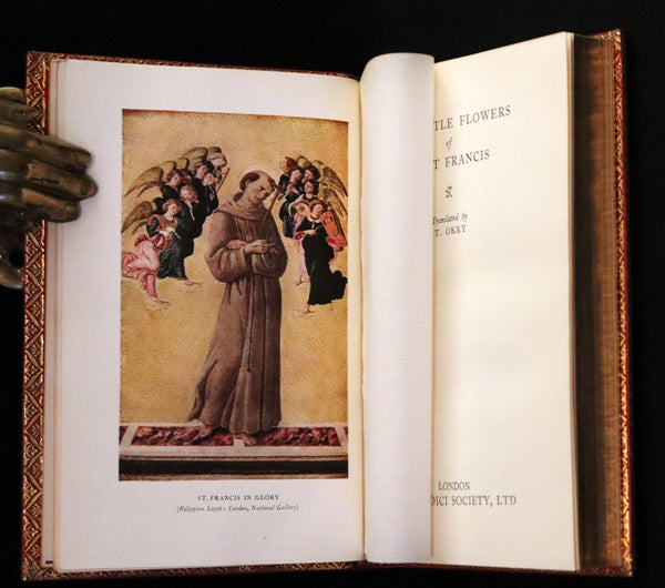 1930 Beautiful Riviere Binding - The Little Flowers of Saint Francis, 14th-century legends about the life of St. Francis of Assisi & his companions.