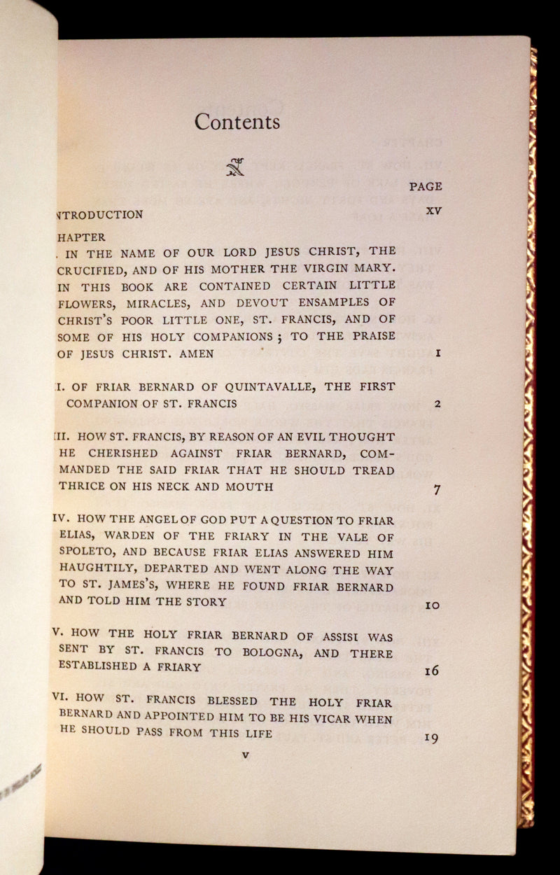 1930 Beautiful Riviere Binding - The Little Flowers of Saint Francis, 14th-century legends about St. Francis of Assisi.