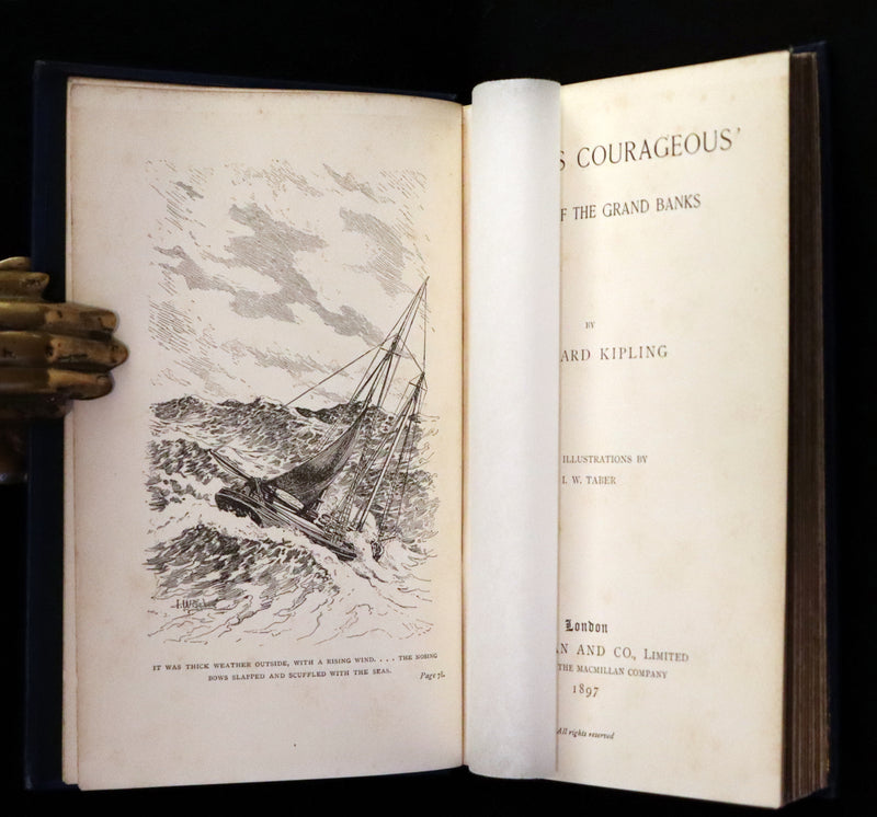 1897 Rare First Edition - CAPTAINS COURAGEOUS. A Story of the Grand Banks by Rudyard Kipling. Illustrated.