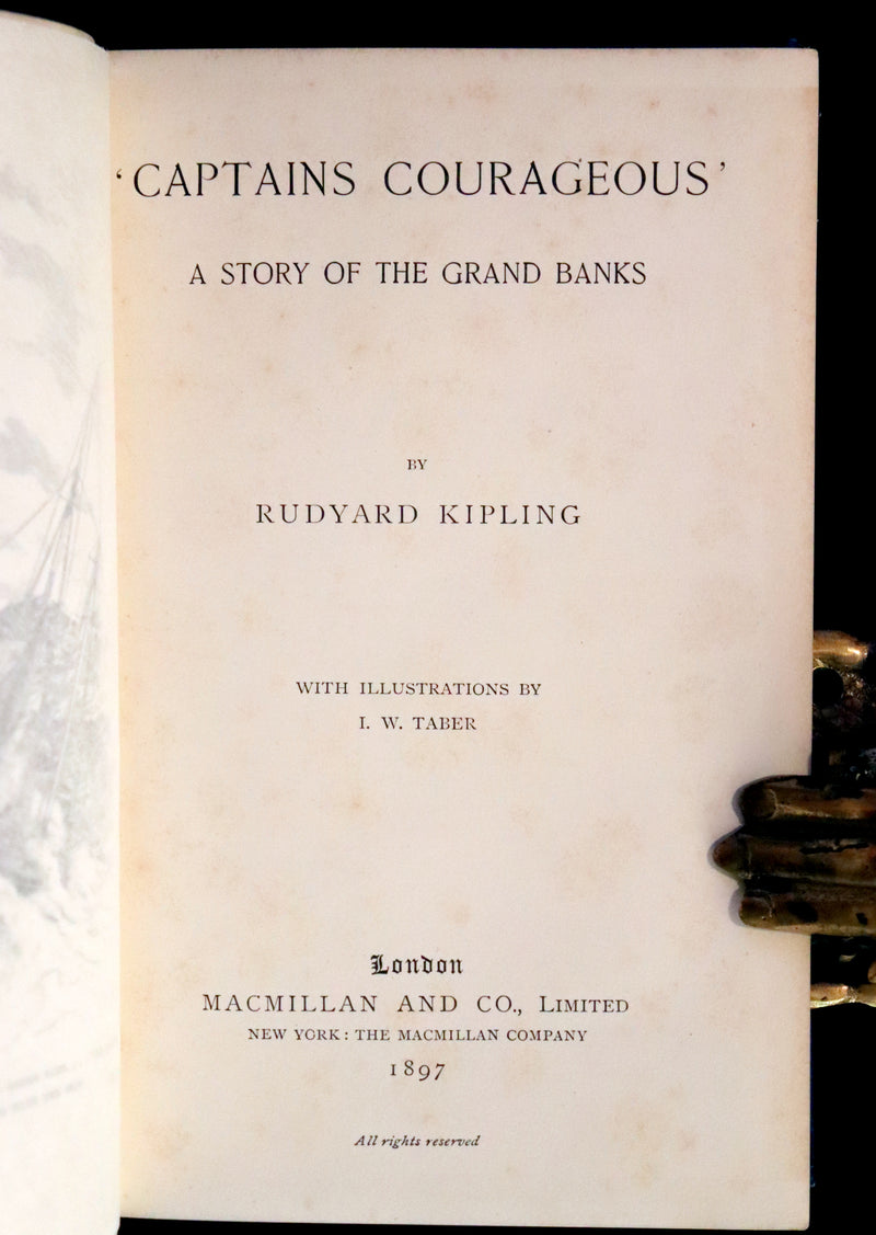 1897 Rare First Edition - CAPTAINS COURAGEOUS. A Story of the Grand Banks by Rudyard Kipling. Illustrated.
