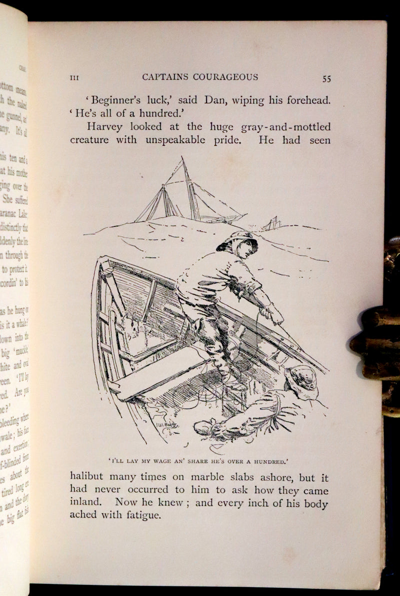 1897 Rare First Edition - CAPTAINS COURAGEOUS. A Story of the Grand Banks by Rudyard Kipling. Illustrated.
