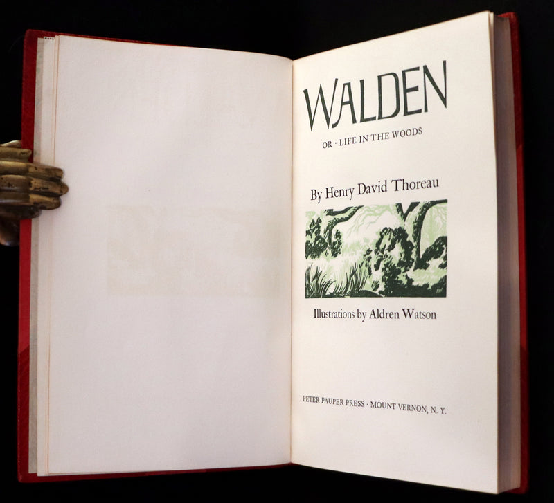 1944 Rare in a Beautiful Bayntun Binding - WALDEN or, Life in the Woods by Henry David Thoreau. First edition illustrated by ALDREN A. WATSON.