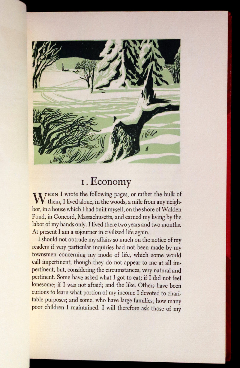 1944 Rare in a Beautiful Bayntun Binding - WALDEN or, Life in the Woods by Henry David Thoreau. First edition illustrated by ALDREN A. WATSON.