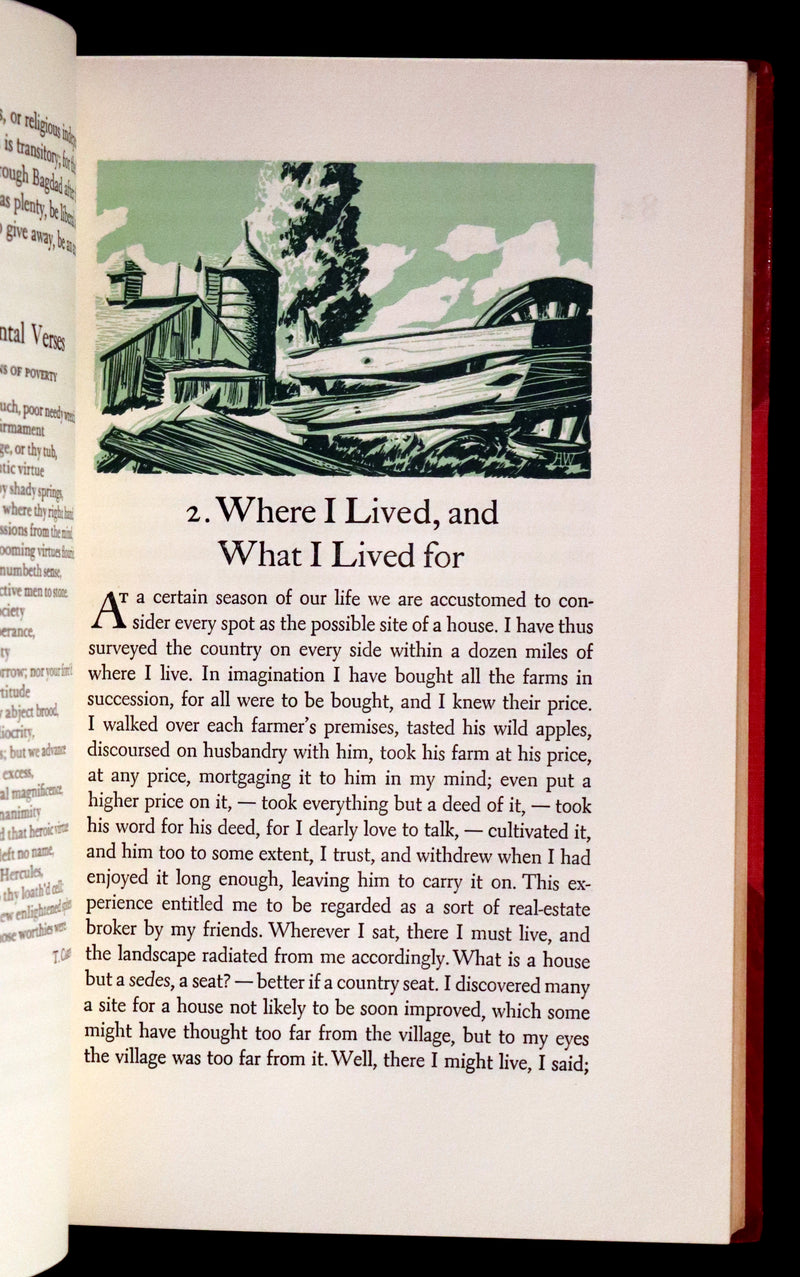 1944 Rare in a Beautiful Bayntun Binding - WALDEN or, Life in the Woods by Henry David Thoreau. First edition illustrated by ALDREN A. WATSON.