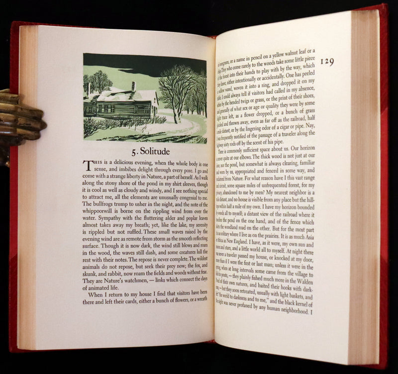 1944 Rare in a Beautiful Bayntun Binding - WALDEN or, Life in the Woods by Henry David Thoreau. First edition illustrated by ALDREN A. WATSON.