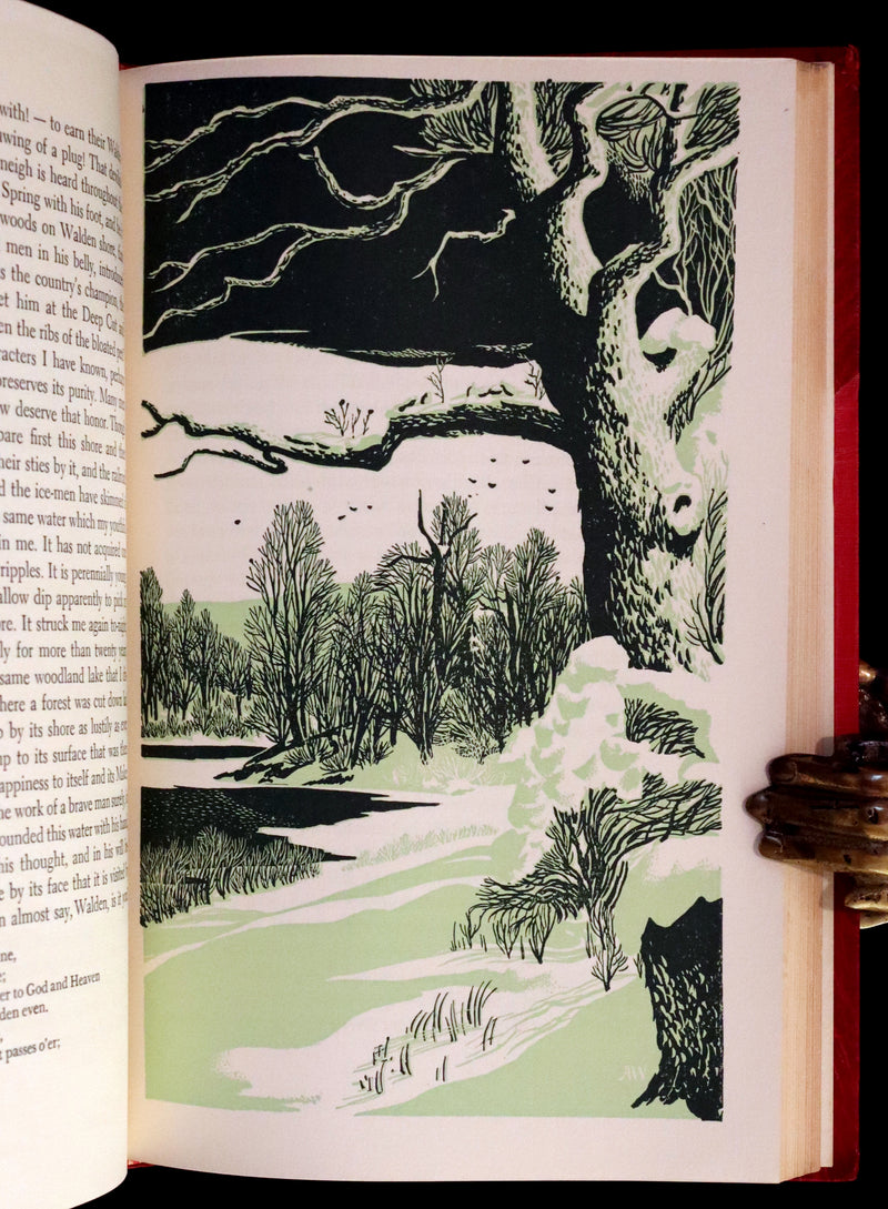 1944 Rare in a Beautiful Bayntun Binding - WALDEN or, Life in the Woods by Henry David Thoreau. First edition illustrated by ALDREN A. WATSON.