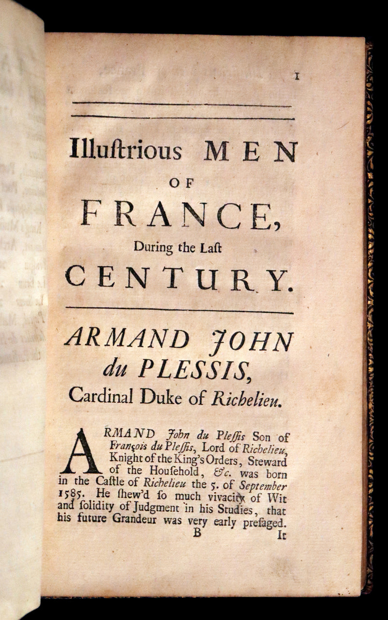 1704 Scarce First English Edition ~ Charles Perrault, Characters Historical and Panegyrical of the Greatest Men that have appeared in France. Volume I.