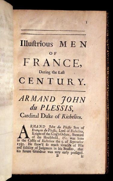 1704 Scarce First English Edition ~ Charles Perrault, Characters Historical and Panegyrical of the Greatest Men that have appeared in France. Volume I.
