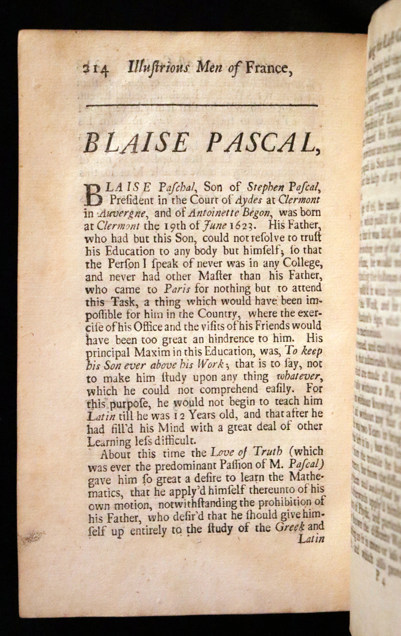 1704 Scarce First English Edition ~ Charles Perrault, Characters Historical and Panegyrical of the Greatest Men that have appeared in France. Volume I.