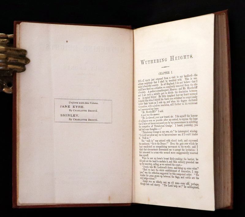1892 Scarce Edition - WUTHERING HEIGHTS by Emily Brontë (Ellis Bell), And Agnes Grey by Anne Brontë (Acton Bell).