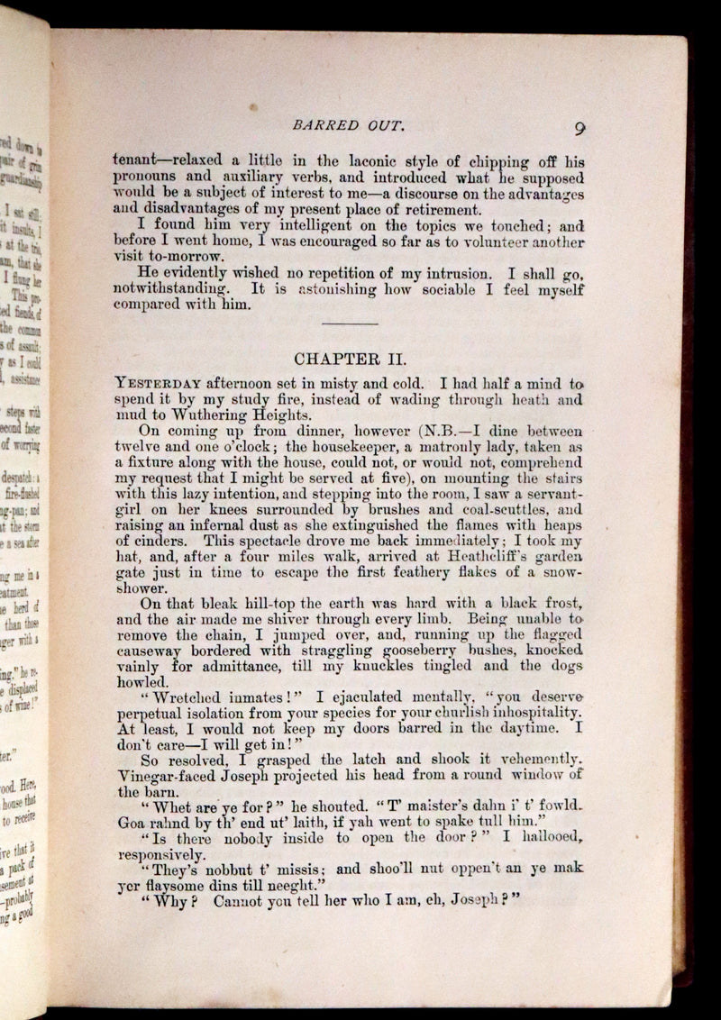 1892 Scarce Edition - WUTHERING HEIGHTS by Emily Brontë (Ellis Bell), And Agnes Grey by Anne Brontë (Acton Bell).