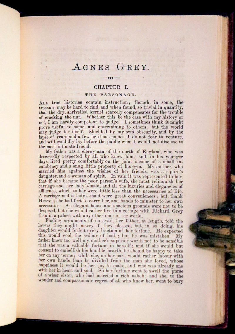 1892 Scarce Edition - WUTHERING HEIGHTS by Emily Brontë (Ellis Bell), And Agnes Grey by Anne Brontë (Acton Bell).