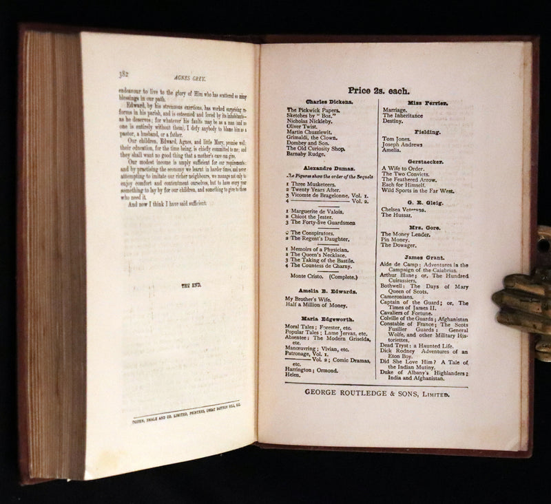 1892 Scarce Edition - WUTHERING HEIGHTS by Emily Brontë (Ellis Bell), And Agnes Grey by Anne Brontë (Acton Bell).
