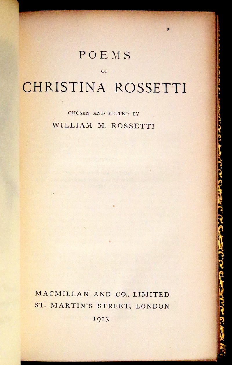 1923 Beautiful Riviere & Son Binding - Christina Rossetti's POEMS, Including Goblin Market.