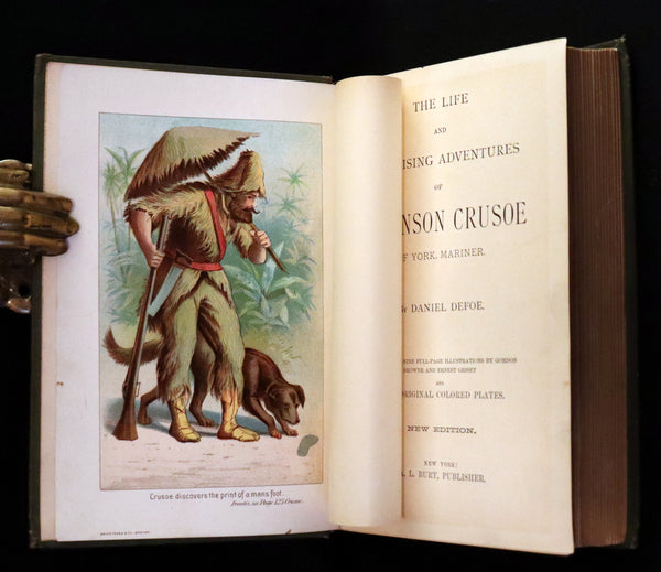 1895 Rare Book - THE ADVENTURES OF ROBINSON CRUSOE illustrated by Browne & Griset.
