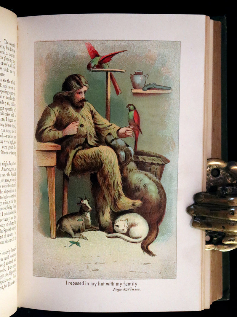 1895 Rare Book - THE ADVENTURES OF ROBINSON CRUSOE illustrated by Browne & Griset.