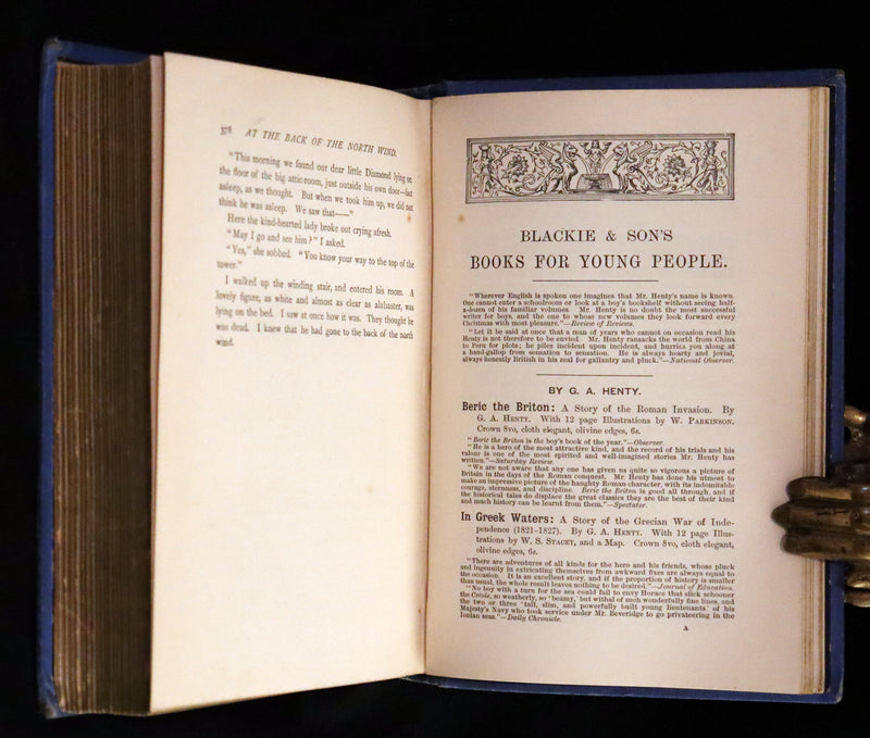 1890 Scarce Book - AT THE BACK OF THE NORTH WIND Illustrated by Arthur Hughes.