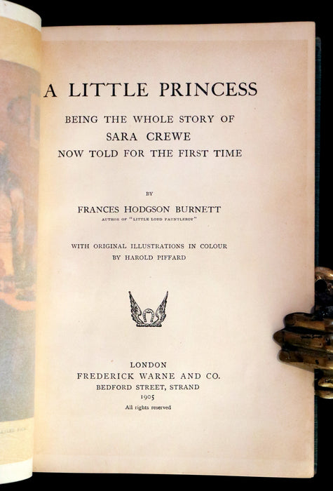 1905 Scarce First Edition - A LITTLE PRINCESS by Frances Hodgson Burnett illustrated by Harold Piffard.