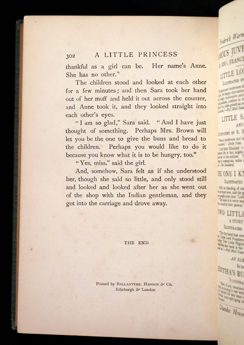 1905 Scarce First Edition - A LITTLE PRINCESS by Frances Hodgson Burnett illustrated by Harold Piffard.