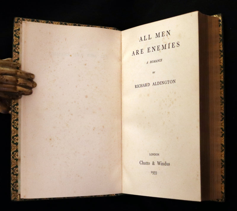 1933 First Edition Bayntun-Riviere Binding - All Men Are Enemies: A Romance by Richard Aldington.