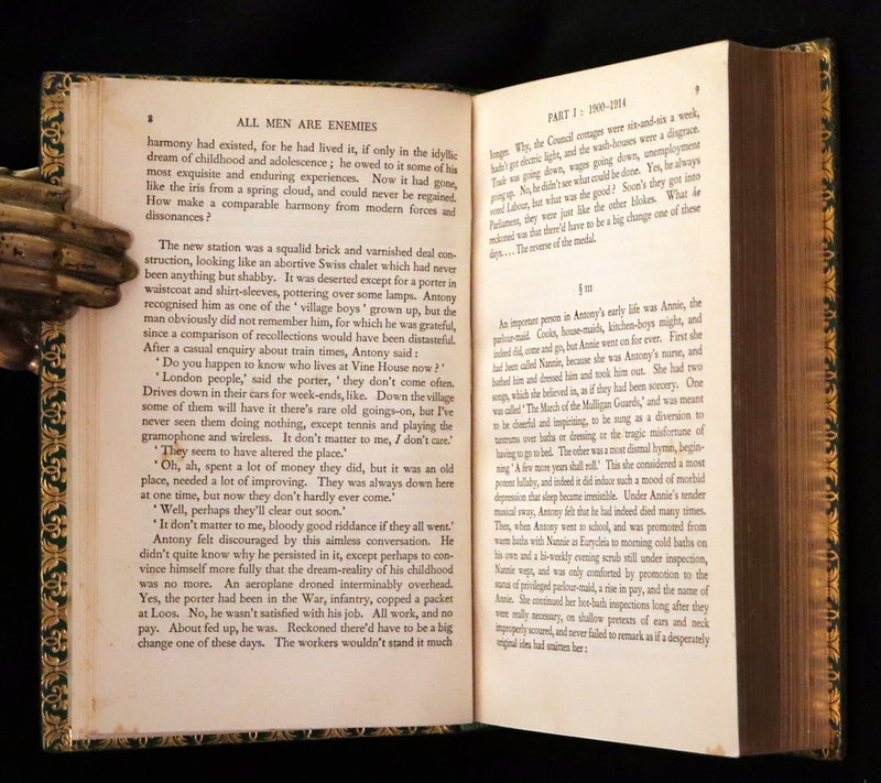 1933 First Edition Bayntun-Riviere Binding - All Men Are Enemies: A Romance by Richard Aldington.