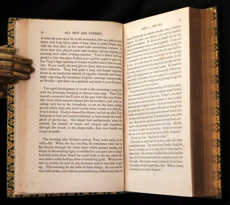 1933 First Edition Bayntun-Riviere Binding - All Men Are Enemies: A Romance by Richard Aldington.